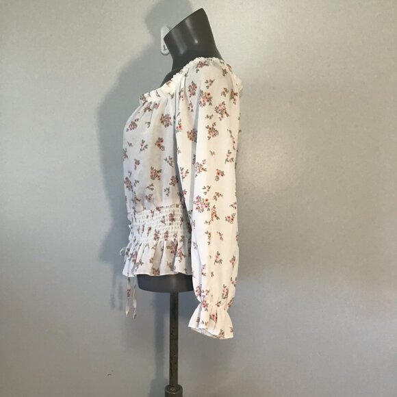 No Comment Off Shoulder Floral Pattern Top with Smocked Waist Size XL - Picture 6 of 10